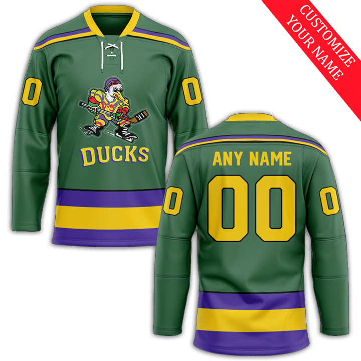 Men Anaheim Ducks #00 Custom Green NHL 2021 Jersey-0